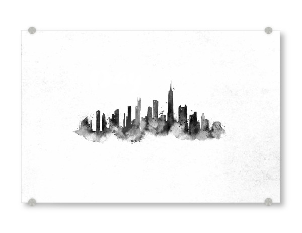 Acrylglasbild "Silhouette Chicago ink" artboxONE - Städte,Schwarzweiß,Städte / Chicago