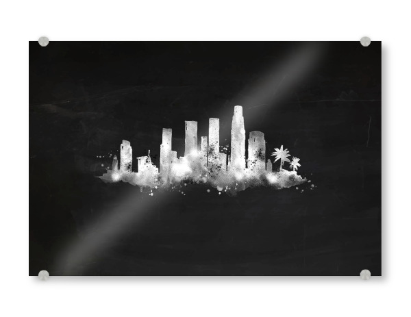 Acrylglasbild "Silhouette Los Angeles chalk" artboxONE - Schwarzweiß,Städte / Los Angeles