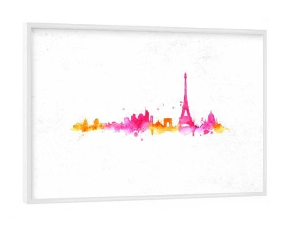 Poster mit weißem Rahmen "Silhouette Paris watercolor" artboxONE - Städte / Paris