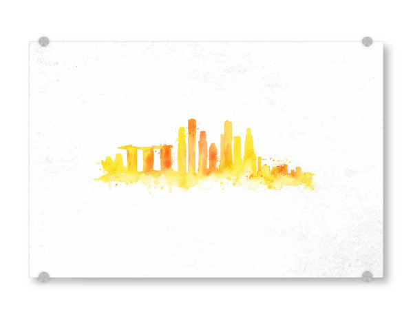 Acrylglasbild "Silhouette Singapore watercolor" artboxONE - Städte / Singapur