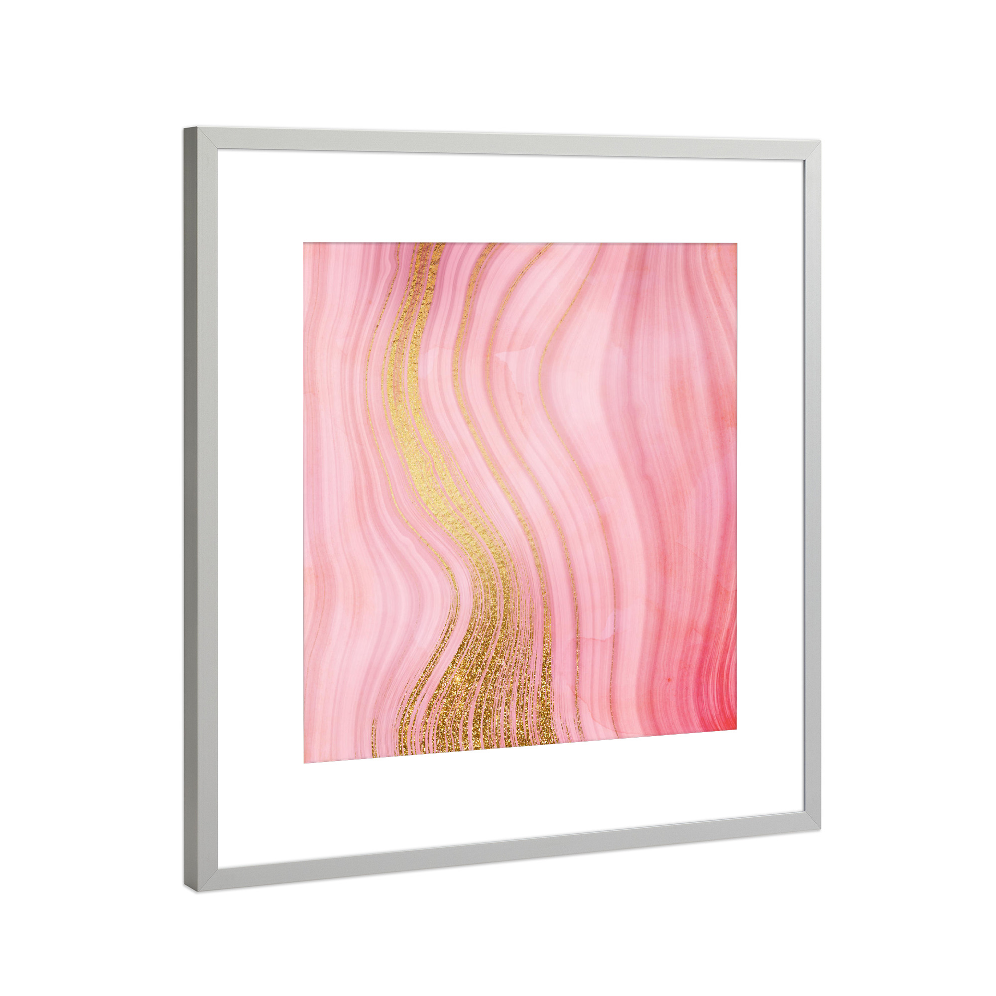 Poster mit Rahmen Silber "Pink and Gold Mermaid Marble" artboxONE - Marmor - Marble,Gold,Feminine