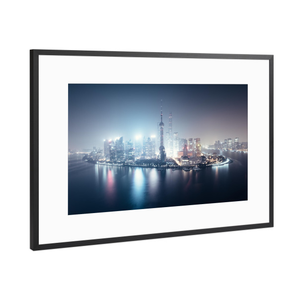 Poster mit Rahmen Schwarz (Metallic) "ICE COLD" artboxONE - Reise / Asien,Städte / Shanghai