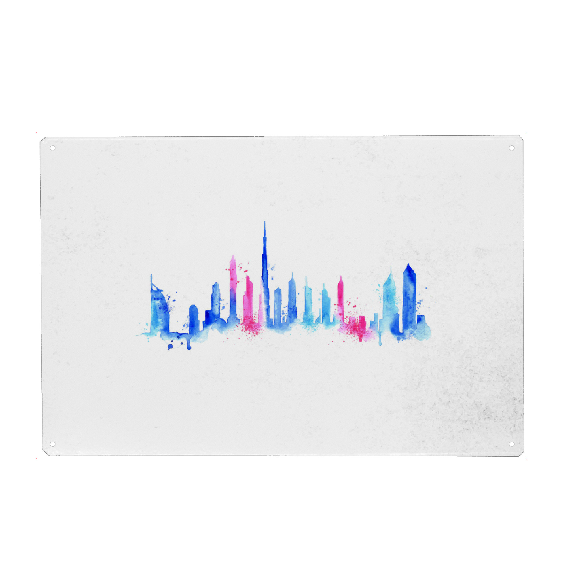 Metall Poster "Silhouette watercolor Dubai" artboxONE - Städte,Städte / Dubai