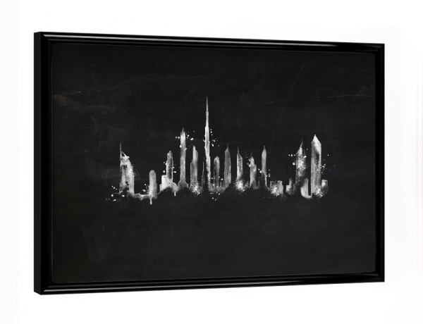 Poster mit schwarzem Rahmen "Silhouette chalk Dubai" artboxONE - Schwarzweiß,Städte / Dubai