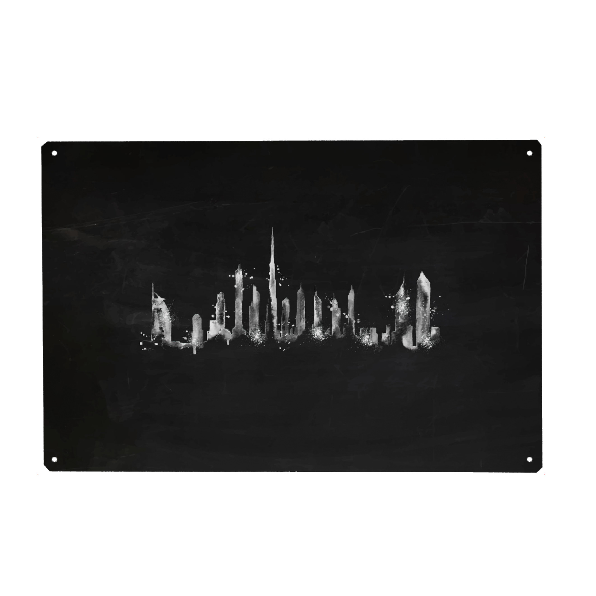 Metall Poster "Silhouette chalk Dubai" artboxONE - Schwarzweiß,Städte / Dubai
