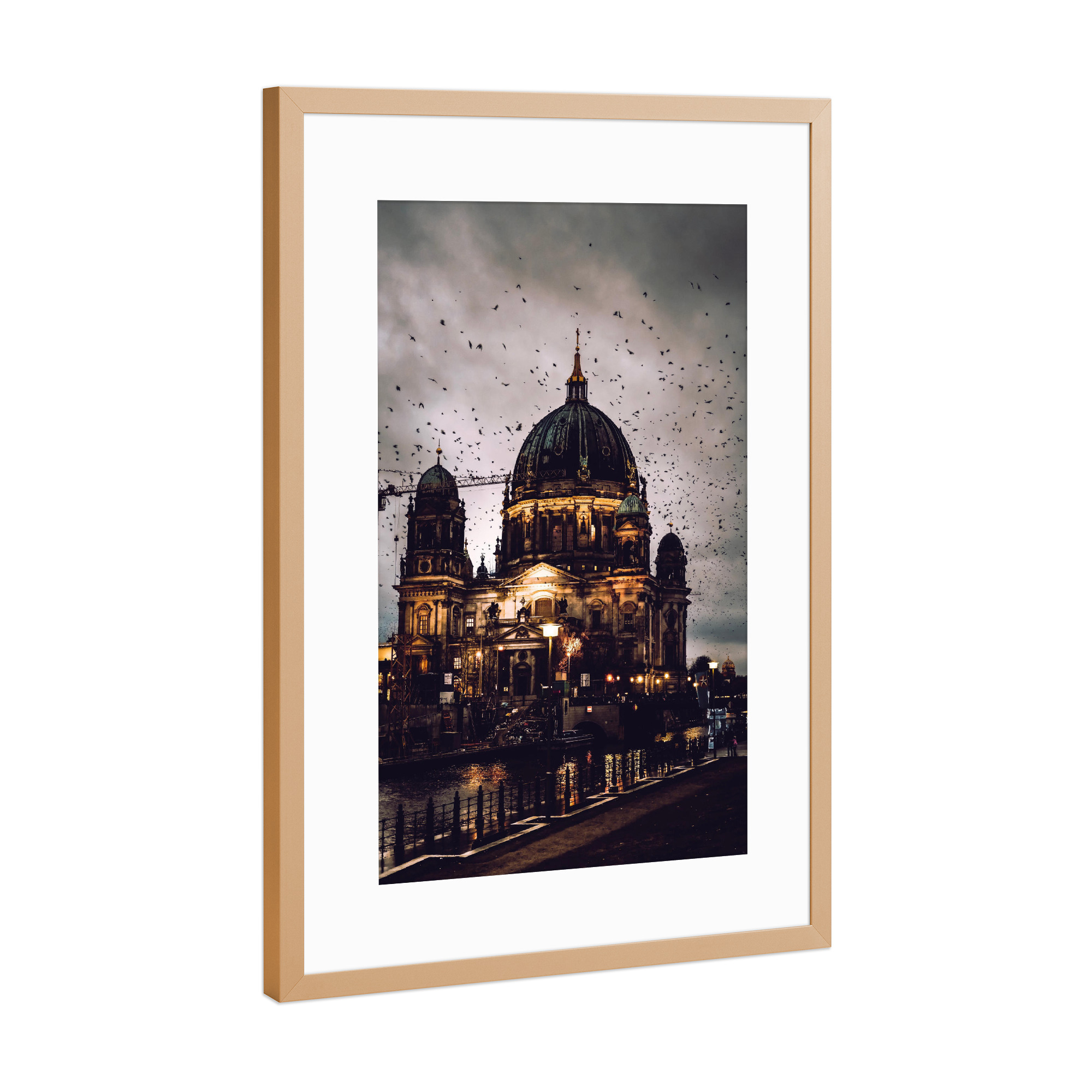 Poster mit Rahmen Kupfer "Berliner Dom Birds" artboxONE - Städte / Berlin