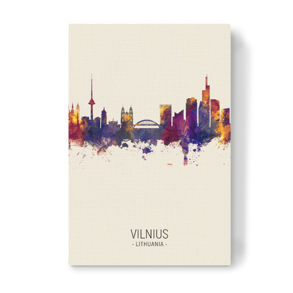 Leinwandbild "Vilnius Lithuania Skyline Beige" artboxONE - Städte - Vilnius,Lithuania,Skyline,Cityscape,Painting,Watercolour,Stadtbild