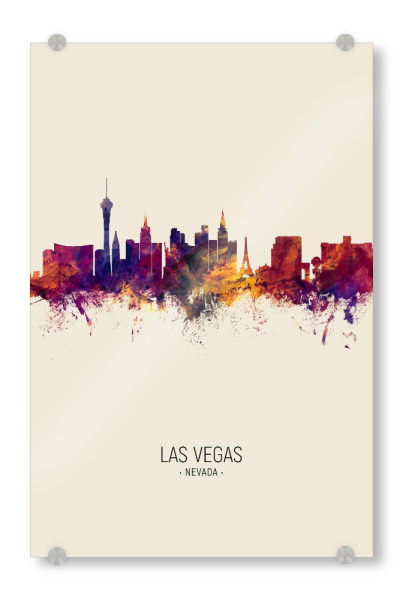 Acrylglasbild "Las Vegas Nevada Skyline Beige" artboxONE - Städte / Las Vegas - Las vegas,Nevada,Skyline,Cityscape,Painting,Watercolour,Stadtbild