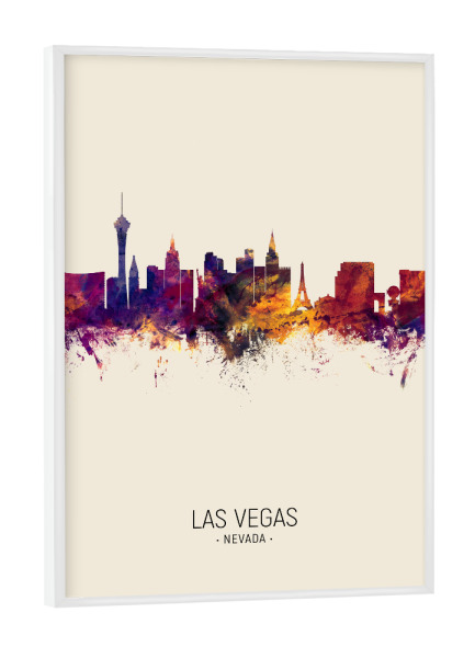 Poster mit weißem Rahmen "Las Vegas Nevada Skyline Beige" artboxONE - Städte / Las Vegas