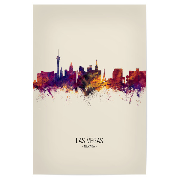 Poster "Las Vegas Nevada Skyline Beige" artboxONE - Städte / Las Vegas - Las vegas,Nevada,Skyline,Cityscape,Painting,Watercolour,Stadtbild