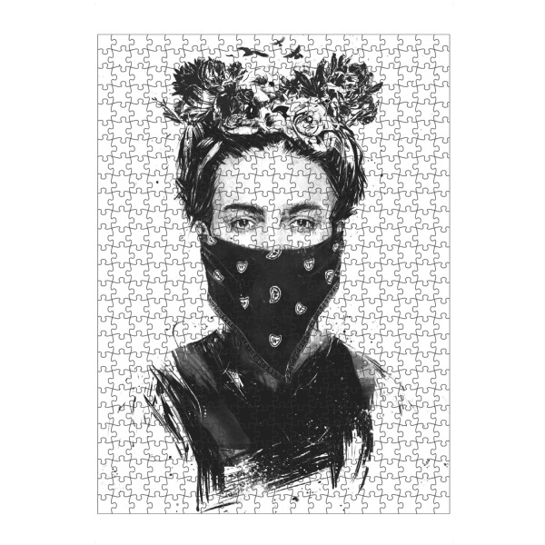 artboxONE Puzzle "Rebel girl" artboxONE - Floral,Menschen,Schwarzweiß - Girl,Flowers,Black and white,Nature,Scarf,Bandana - Bild girl