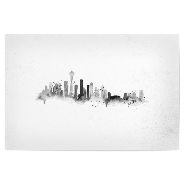Poster 30x20 cm "Silhouette Seattle ink" artboxONE - Schwarzweiß,Städte / Weitere