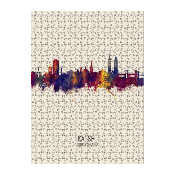 artboxONE Puzzle "Kassel Germany Skyline Beige" artboxONE - Städte - Kassel,Germany,Skyline,Cityscape,Painting,Watercolour,Stadtbild