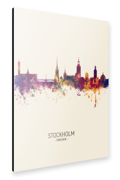 Alu-Dibond "Stockholm Sweden Skyline Beige" 30x20 cm artboxONE