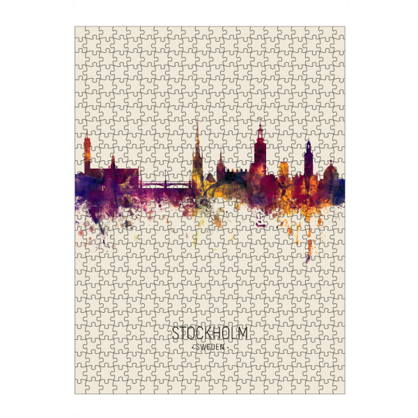Puzzle Ravensburger "Stockholm Sweden Skyline Beige" artboxONE - Städte / Stockholm