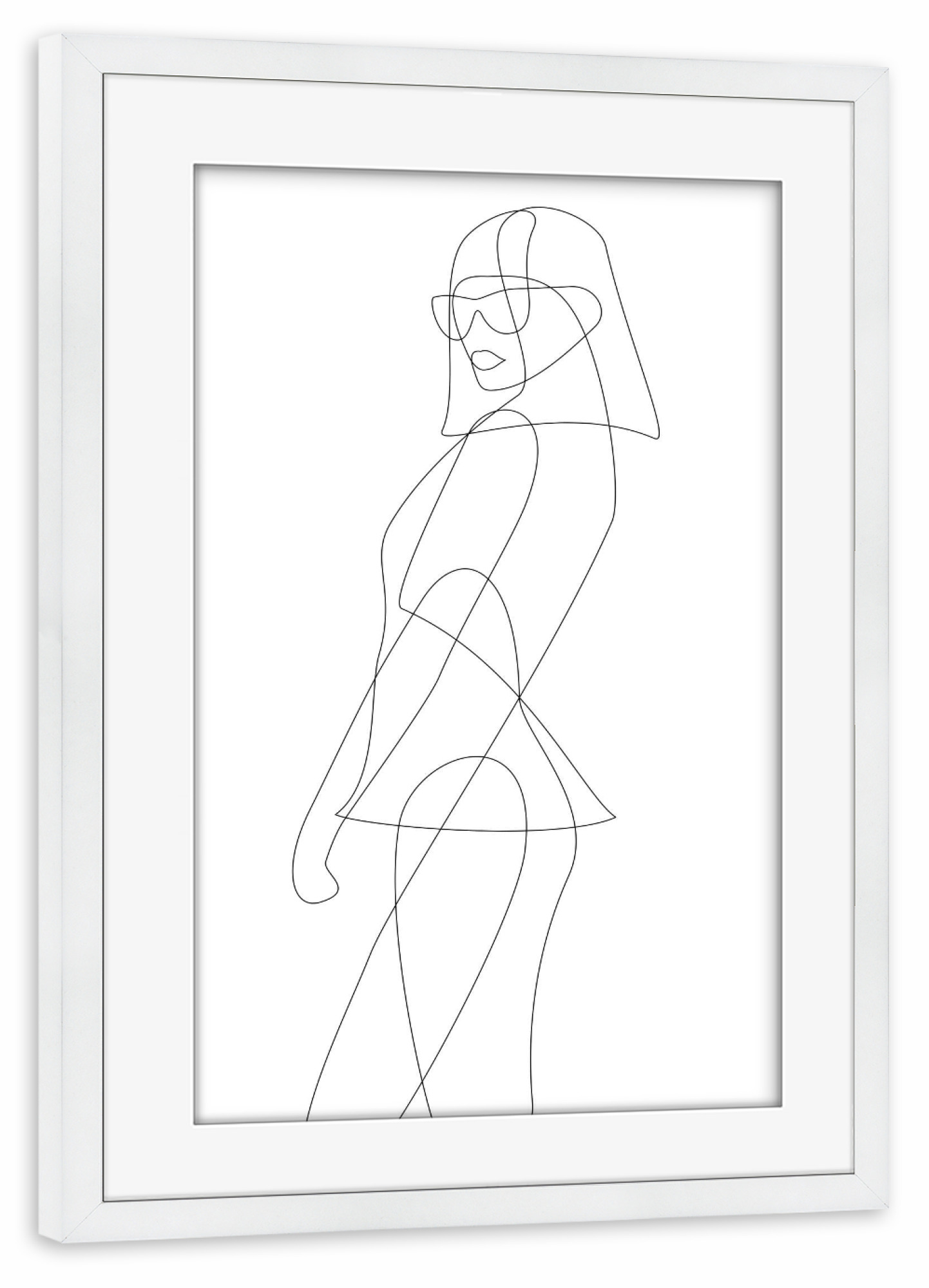 Poster mit Rahmen weiß "Woman of Fashion - In One Line" artboxONE - Menschen,Schwarzweiß,Fashion