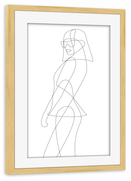 Poster mit Rahmen kiefer "Woman of Fashion - In One Line" artboxONE - Menschen,Schwarzweiß,Fashion