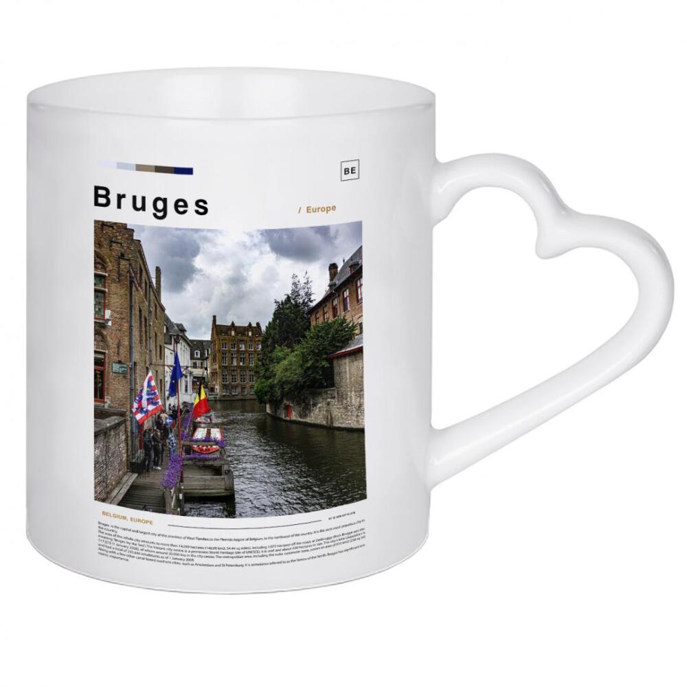 Herztasse "Brujes Zeitungscover" artboxONE - Städte,Architektur