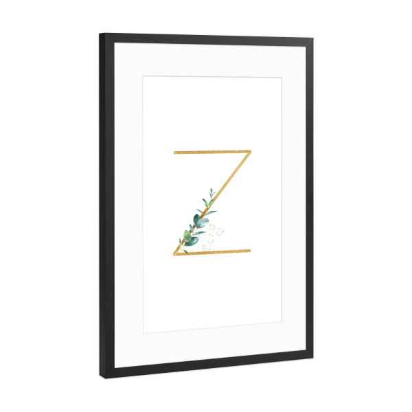 Poster mit Rahmen Schwarz (Metallic) "Eucalyptus Alphabet - Z" artboxONE - Buchstaben / Z