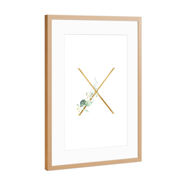 Poster mit Rahmen Kupfer "Eucalyptus Alphabet - X" artboxONE - Buchstaben / X - Eucalyptus-alphabet,Buchstabe-x,Abc,X,Buchstabe,Eukalyptus,Alphabet