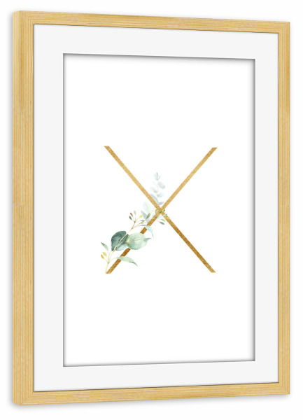 Poster mit Rahmen kiefer "Eucalyptus Alphabet - X" artboxONE - Buchstaben / X - Eucalyptus-alphabet,Buchstabe-x,Abc,X,Buchstabe,Eukalyptus,Alphabet