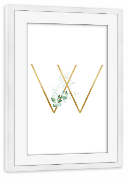 Poster mit Rahmen weiß "Eucalyptus Alphabet - W" artboxONE - Buchstaben / W - Eucalyptus-alphabet,Buchstabe-w,Abc,W,Buchstabe,Eukalyptus,Alphabet