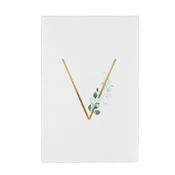 Metall Poster "Eucalyptus Alphabet - V" artboxONE - Buchstaben / V - Eucalyptus-alphabet,Buchstabe-v,Abc,V,Buchstabe,Eukalyptus,Alphabet