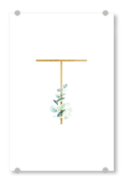 Acrylglasbild "Eucalyptus Alphabet - T" artboxONE - Buchstaben / T - Eucalyptus-alphabet,Buchstabe-t,Abc,T,Buchstabe,Eukalyptus,Alphabet