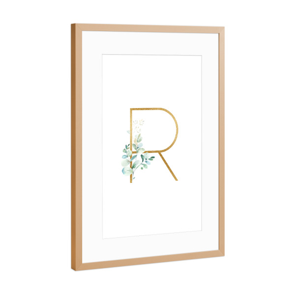 Poster mit Rahmen Kupfer "Eucalyptus Alphabet - R" artboxONE - Buchstaben / R - Eucalyptus-alphabet,Buchstabe-r,Abc,R,Buchstabe,Eukalyptus,Alphabet