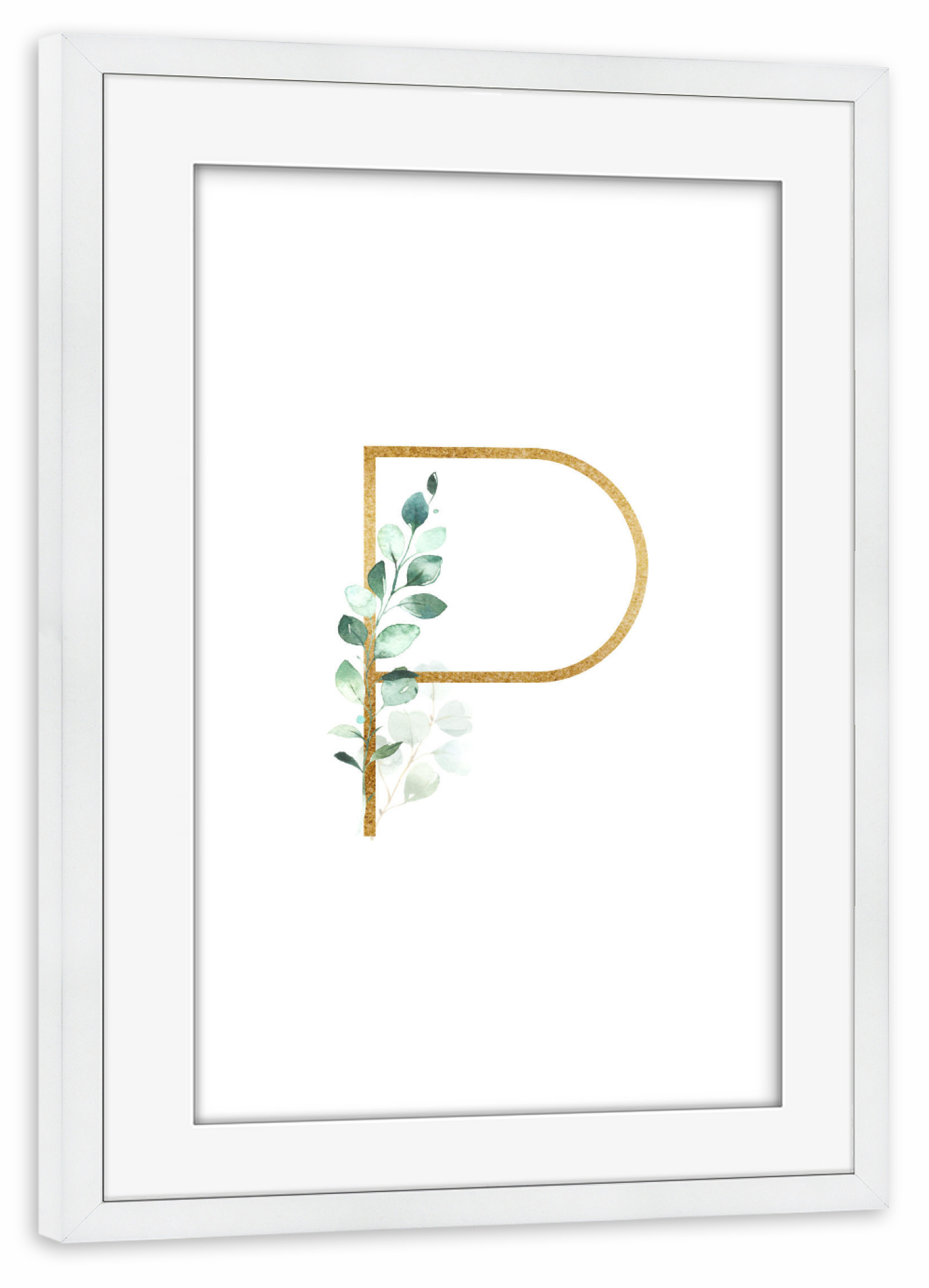 Poster mit Rahmen weiß "Eucalyptus Alphabet - P" artboxONE - Buchstaben / P - Eucalyptus-alphabet,Buchstabe-p,Abc,P,Buchstabe,Eukalyptus,Alphabet