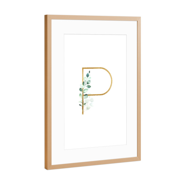 Poster mit Rahmen Kupfer "Eucalyptus Alphabet - P" artboxONE - Buchstaben / P - Eucalyptus-alphabet,Buchstabe-p,Abc,P,Buchstabe,Eukalyptus,Alphabet