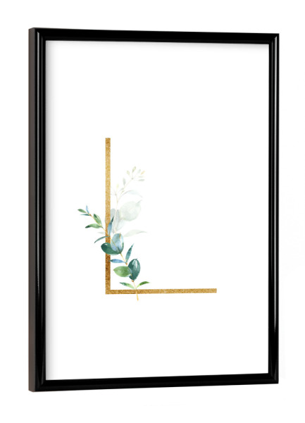 Poster mit schwarzem Rahmen "Eucalyptus Alphabet - L" artboxONE - Buchstaben / L
