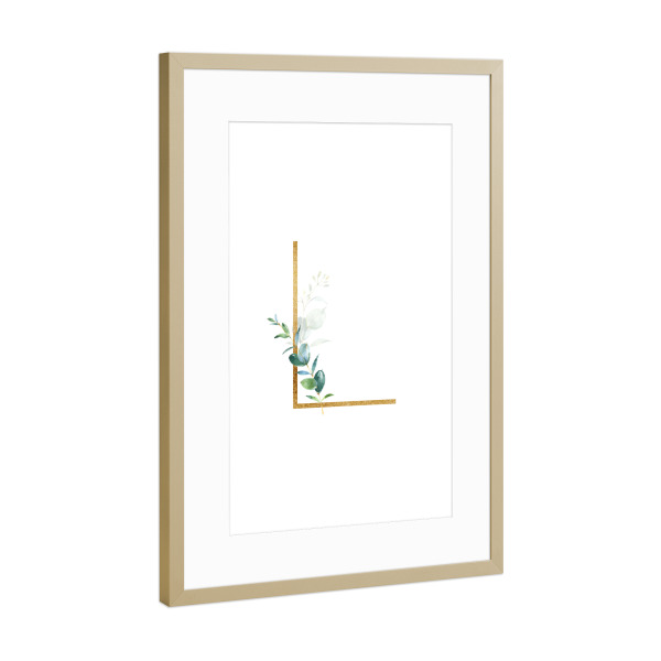 Poster mit Rahmen Gold "Eucalyptus Alphabet - L" artboxONE - Buchstaben / L - Eucalyptus-alphabet,Buchstabe-l,Abc,L,Buchstabe,Eukalyptus,Alphabet