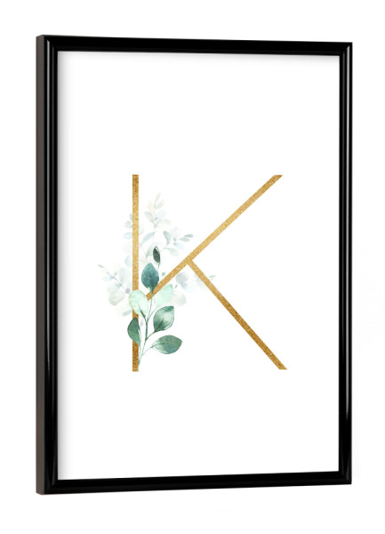 Poster mit schwarzem Rahmen "Eucalyptus Alphabet - K" artboxONE - Buchstaben / K