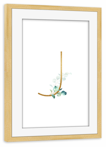 Poster mit Rahmen kiefer "Eucalyptus Alphabet - J" artboxONE - Buchstaben / J - Eucalyptus-alphabet,Buchstabe-j,Abc,J,Buchstabe,Eukalyptus,Alphabet