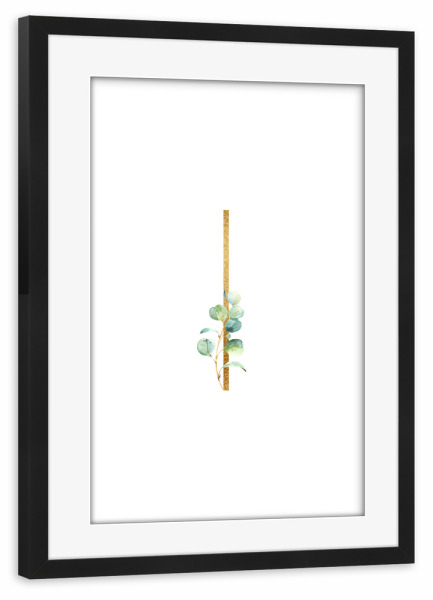 Poster mit Rahmen schwarz "Eucalyptus alphabet - I" artboxONE - Buchstaben / I - Eucalyptus-alphabet,Buchstabe-i,I,Abc,Buchstabe,Eukalyptus,Alphabet