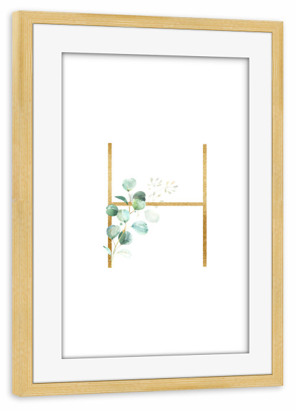 Poster mit Rahmen kiefer "Eucalyptus Alphabet - H" artboxONE - Buchstaben / H - Eucalyptus-alphabet,Buchstabe-h,Abc,H,Buchstabe,Eukalyptus,Alphabet