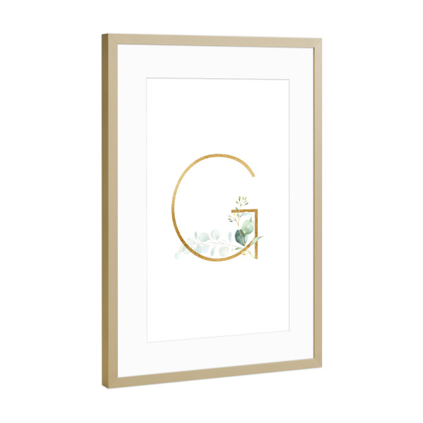 Poster mit Rahmen Gold "Eucalyptus Alphabet - G" artboxONE - Buchstaben / G - Eucalyptus-alphabet,Buchstabe-g,Abc,G,Buchstabe,Eukalyptus,Alphabet