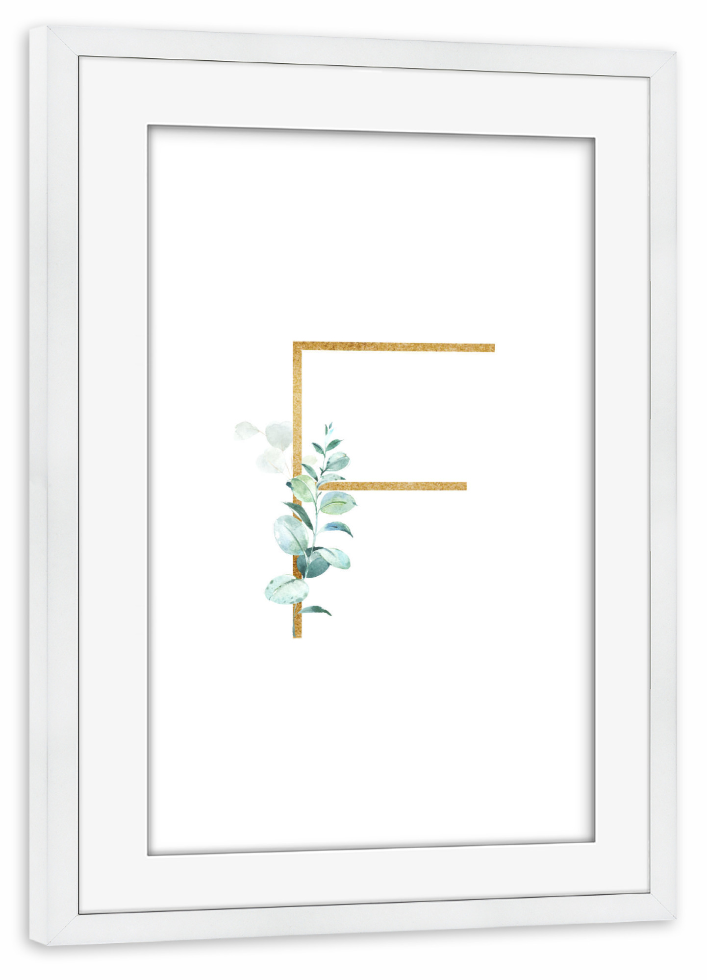 Poster mit Rahmen weiß "Eucalyptus Alphabet - F" artboxONE - Buchstaben / F - Eucalyptus-alphabet,Buchstabe-f,Abc,F,Buchstabe,Eukalyptus,Alphabet