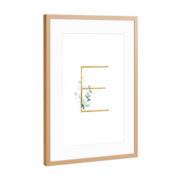 Poster mit Rahmen Kupfer "Eucalyptus Alphabet - E" artboxONE - Buchstaben / E - Eucalyptus-alphabet,Buchstabe-e,Abc,E,Buchstabe,Eukalyptus,Alphabet