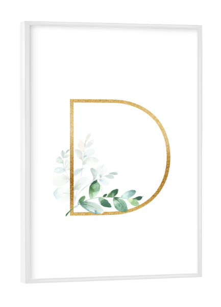 Poster mit weißem Rahmen "Eucalyptus Alphabet - D" artboxONE - Buchstaben / D - Eucalyptus-alphabet,Buchstabe-d,Abc,D,Buchstabe,Eukalyptus,Alphabet