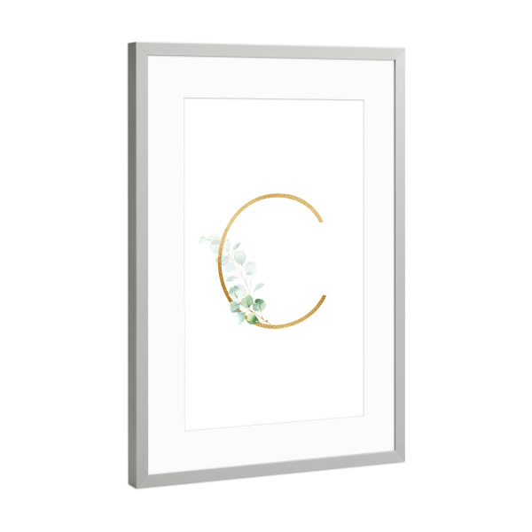 Poster mit Rahmen Silber "Eucalyptus Alphabet - C" artboxONE - Buchstaben / C - Eucalyptus-alphabet,Buchstabe-c,Abc,C,Buchstabe,Eukalyptus,Alphabet