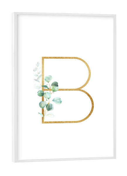 Poster mit weißem Rahmen "Eucalyptus Alphabet - B" artboxONE - Buchstaben / B - Eucalyptus-alphabet,Buchstabe-b,Abc,B,Buchstabe,Eukalyptus,Alphabet