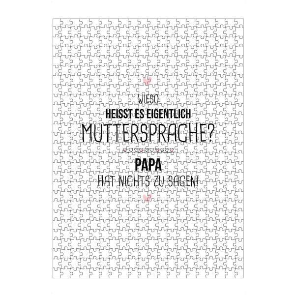 artboxONE Puzzle "Muttersprache" artboxONE - Typografie,Schwarzweiß,Für Mama,Lustig - Mama,Mami,Mutter,Muttersprache,Papa hat nichts zu sagen
