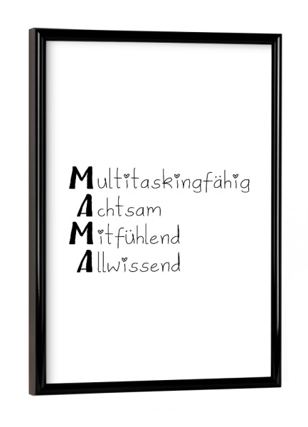 Poster mit schwarzem Rahmen "Mama Scrabble" artboxONE - Typografie,Schwarzweiß,Für Mama