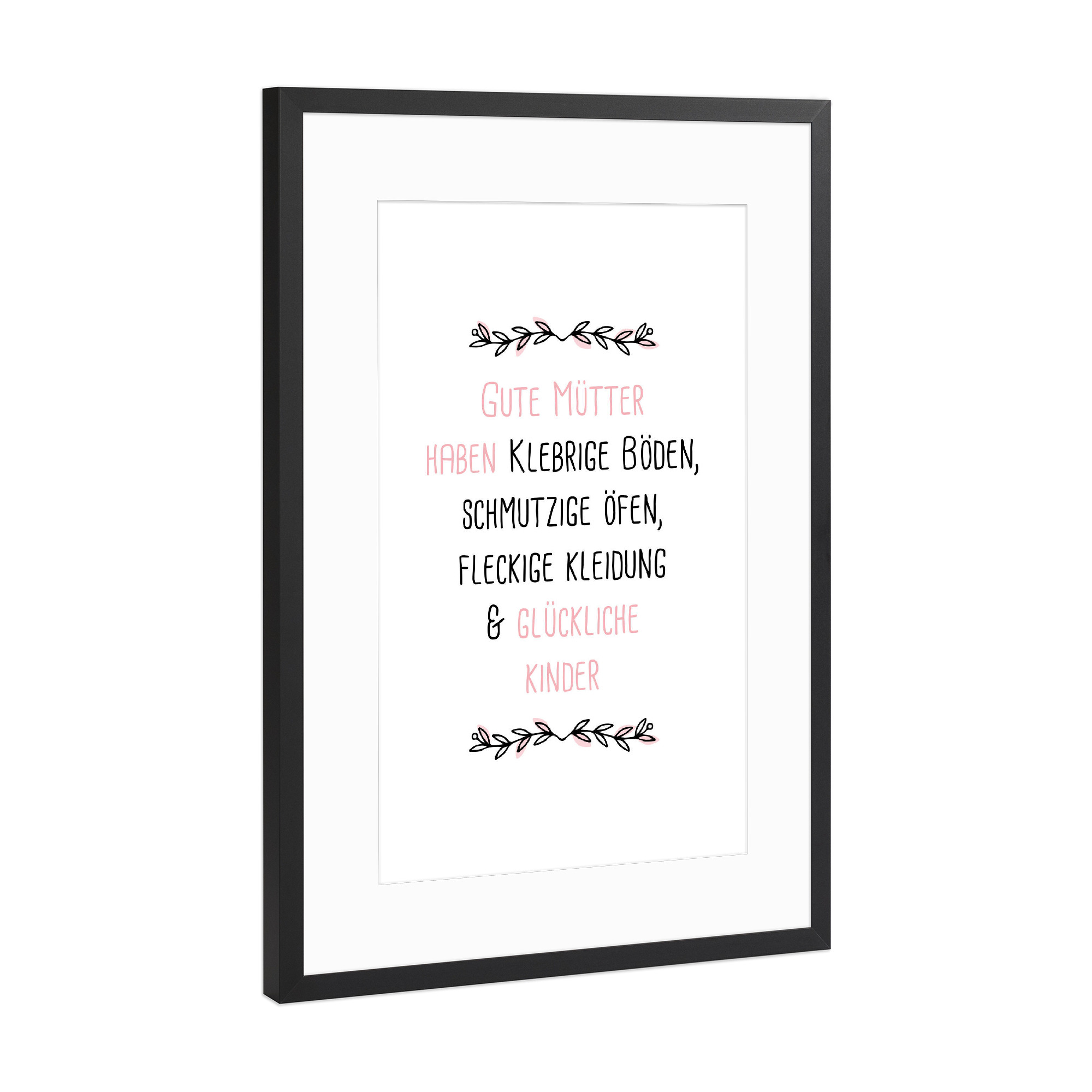 Poster mit Rahmen Schwarz (Metallic) "Gute Mütter Quote" artboxONE - Typografie,Schwarzweiß,Für Mama