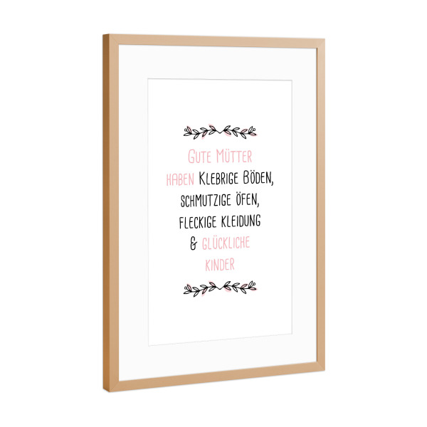 Poster mit Rahmen Kupfer "Gute Mütter Quote" artboxONE - Typografie,Schwarzweiß,Für Mama