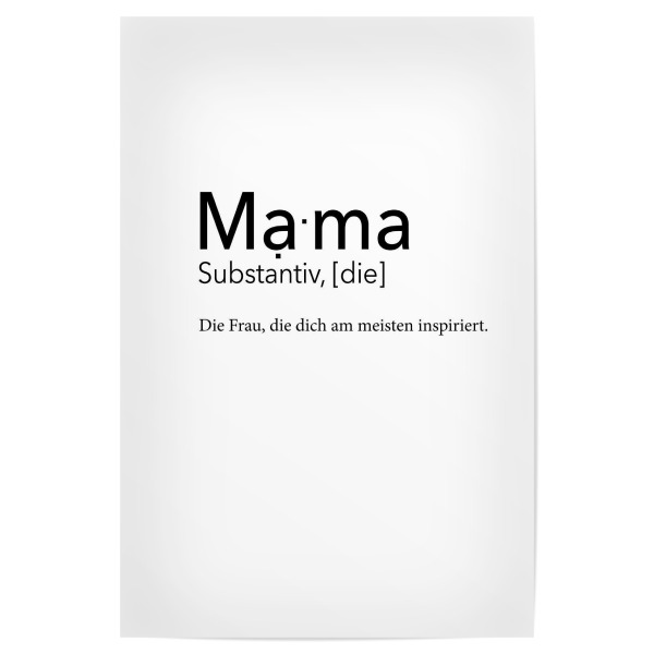 Poster 30x20 cm "Mama Definition - Inspiration" artboxONE - Typografie,Schwarzweiß,Für Mama - Mama,Definition,Mami,Mutter,Muttertag,Inspiration