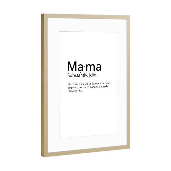 Poster mit Rahmen Gold "Mama Definition - Kindheit" artboxONE - Typografie,Schwarzweiß,Für Mama