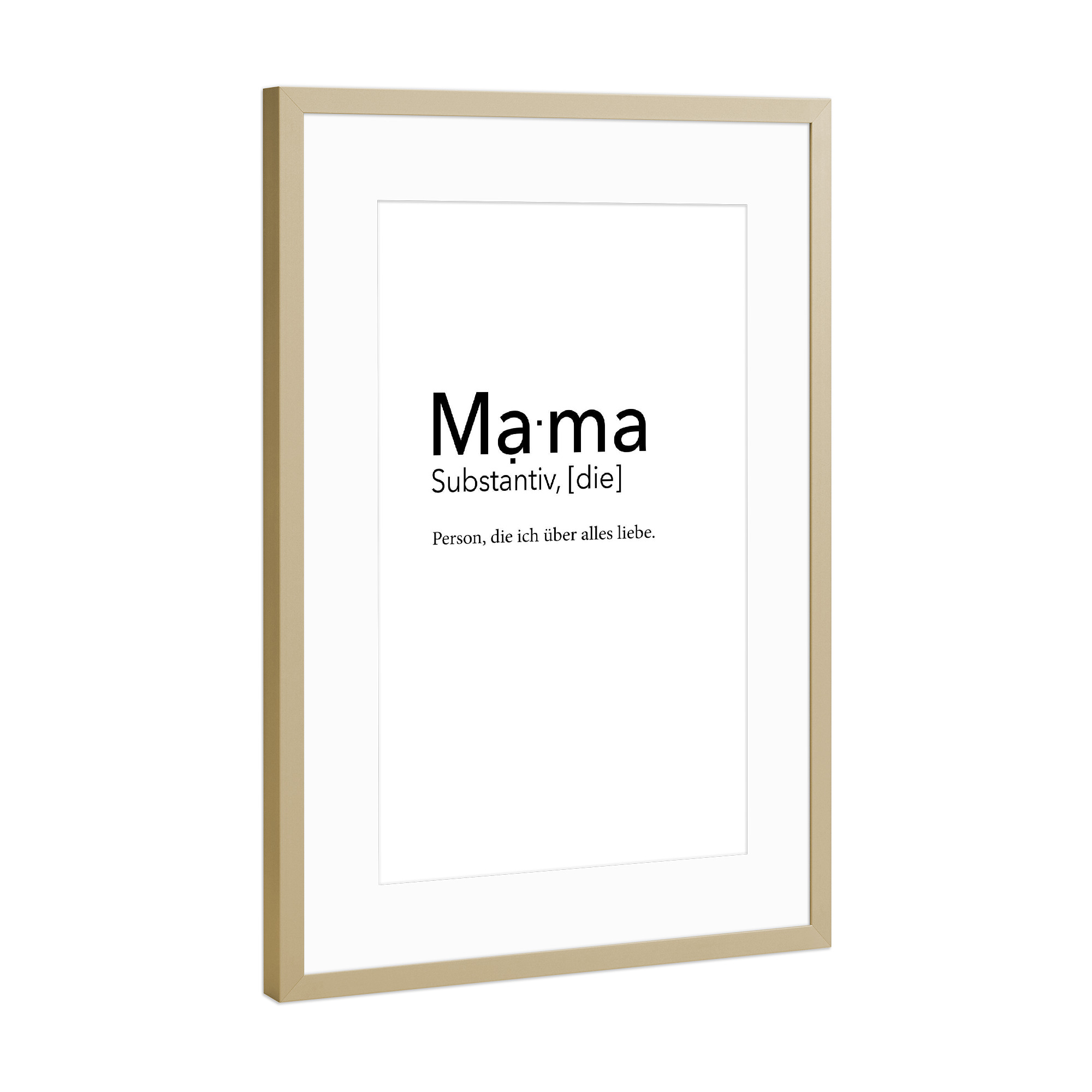 Poster mit Rahmen Gold "Mama Definition - Liebe" artboxONE - Typografie,Schwarzweiß,Für Mama - Mama,Definition,Mutter,Mami,Muttertag,Liebe